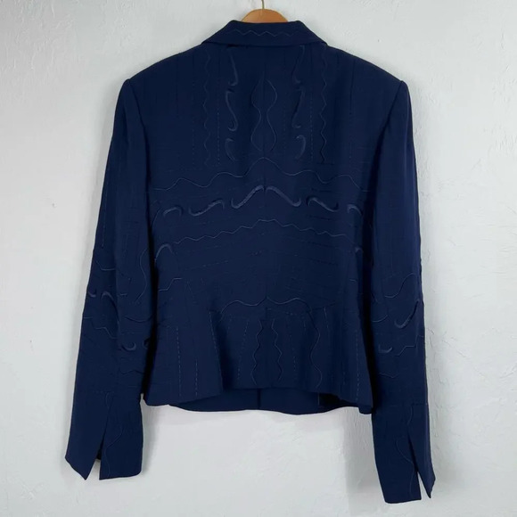 John Mayer of Norwich Blazer size 16 Blue Embroidered Shoulder Pads Career Work - Picture 9 of 9